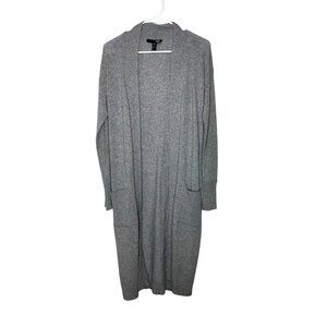 Aqua Cashmere Gray Open-Front Long Cardigan Sweater Womens Small